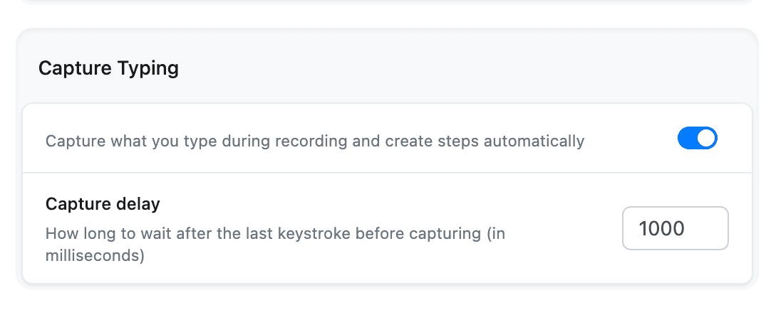 The Capture Typing settings