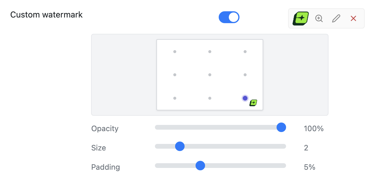 Watermark position picker and settings