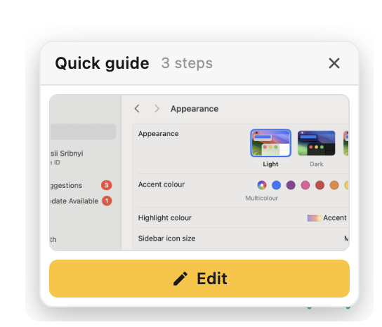 The floating quick guide card