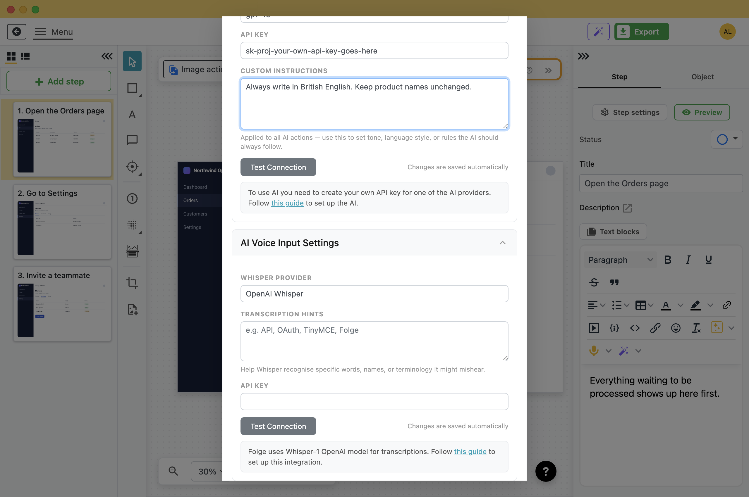 Set Up the Transcriber. Folge, offline step-by-step guide software for Windows and Mac.