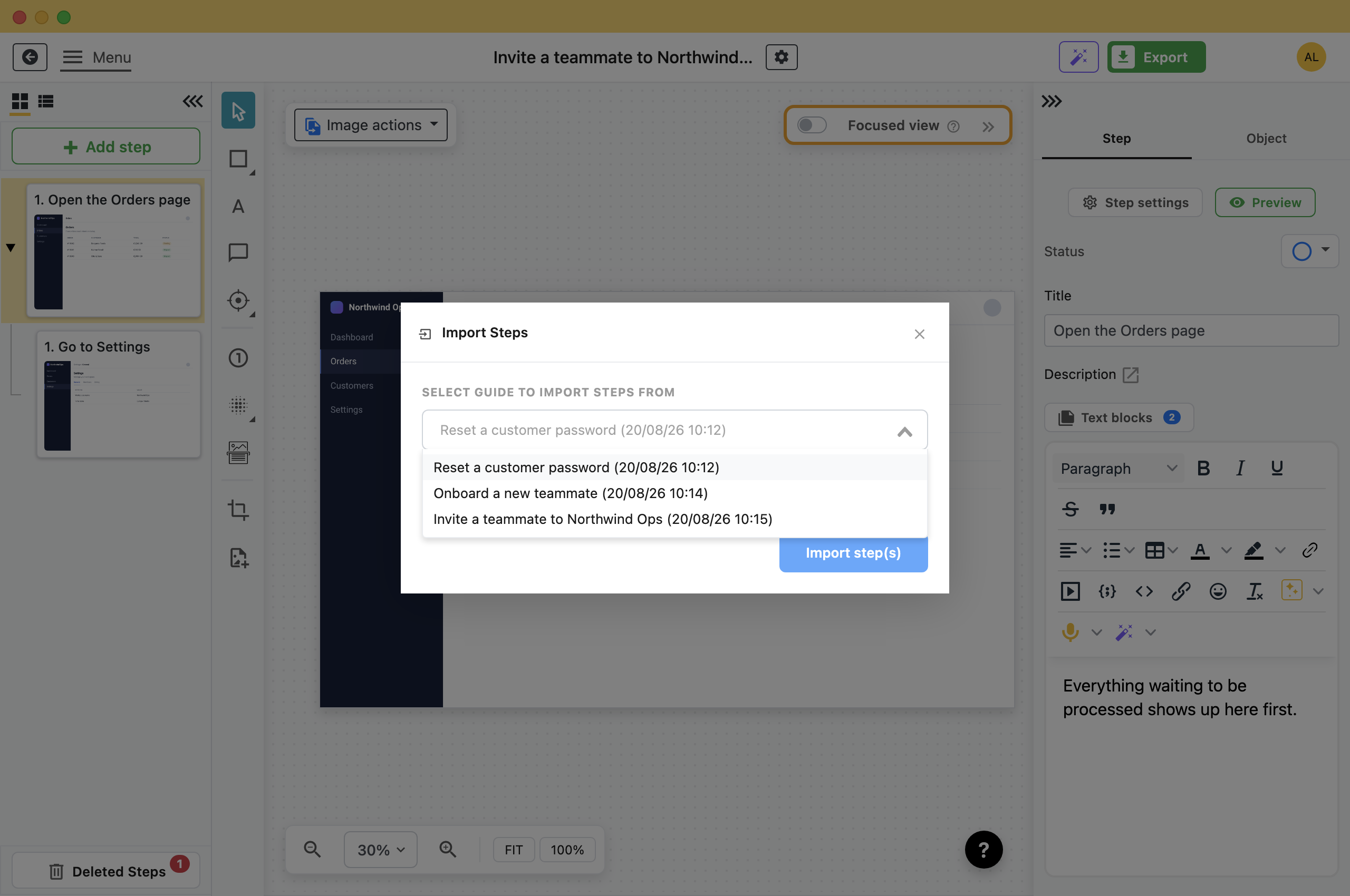 Import Steps. Folge, offline step-by-step guide software for Windows and Mac.