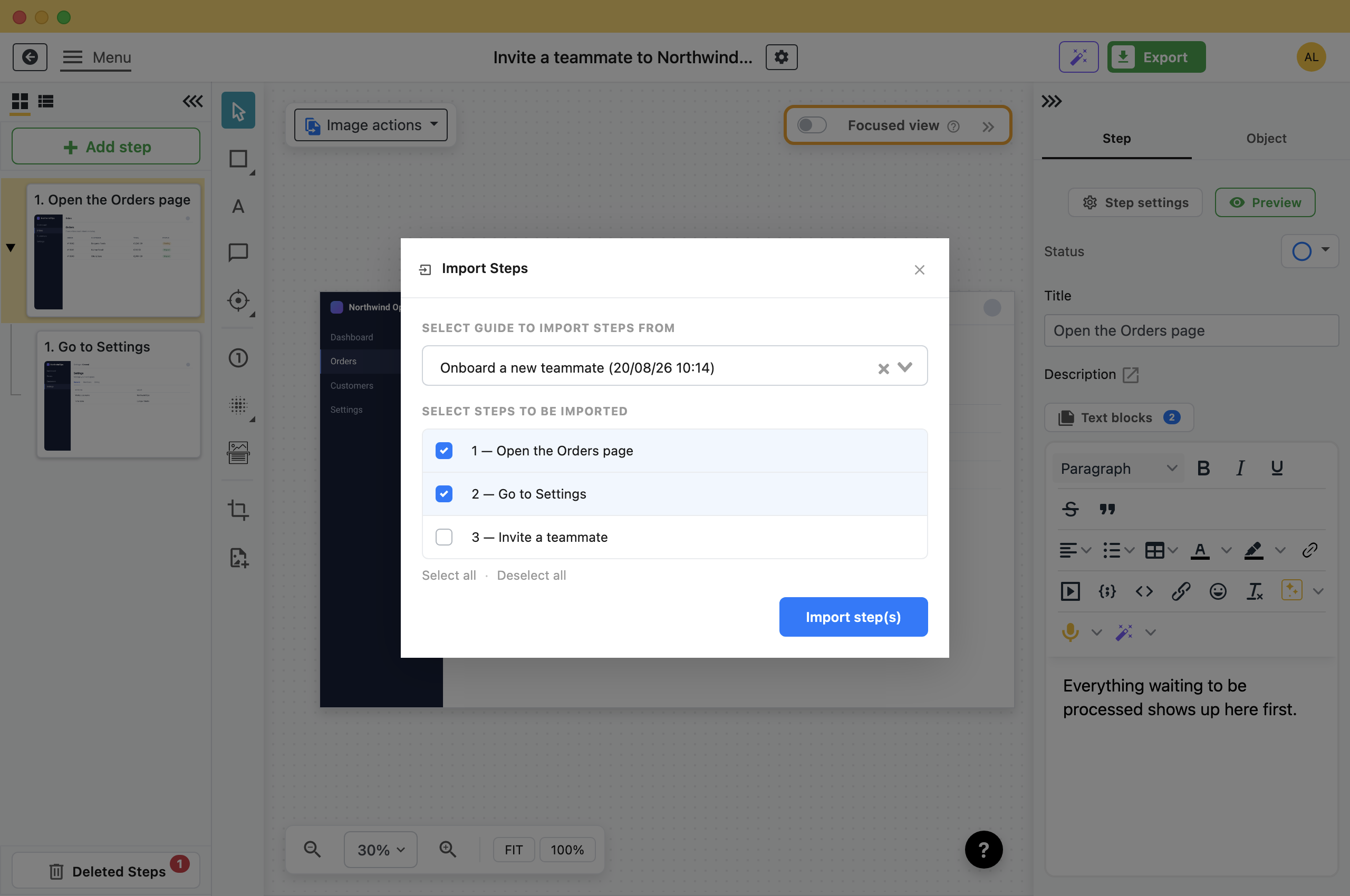 Import Steps. Folge, offline step-by-step guide software for Windows and Mac.