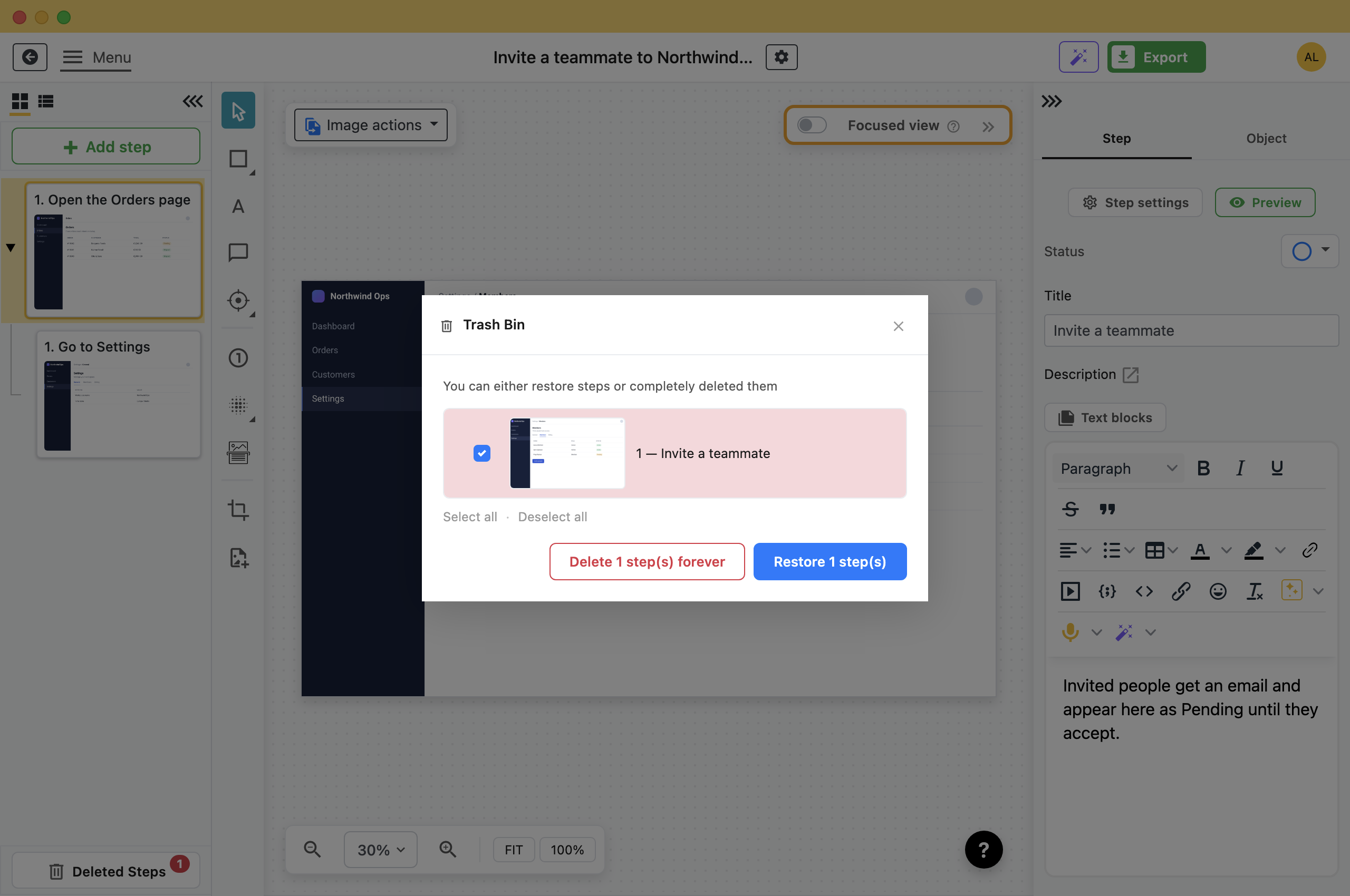 Deleting a Step Does Not Delete It. Folge, offline step-by-step guide software for Windows and Mac.