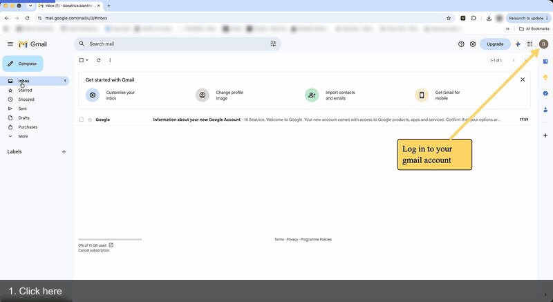Animated GIF export example — Gmail walkthrough (first frame)